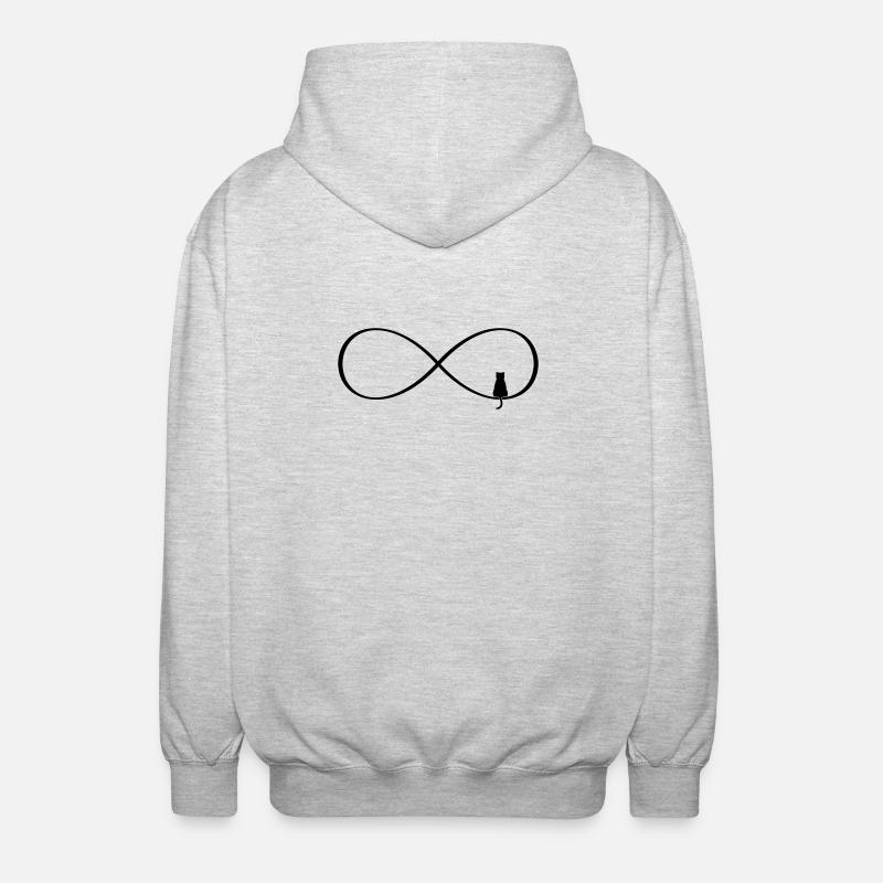 Unendlichkeitszeichen Katzenliebe Geschenk - Unisex Kapuzenjacke - Hellgrau meliert