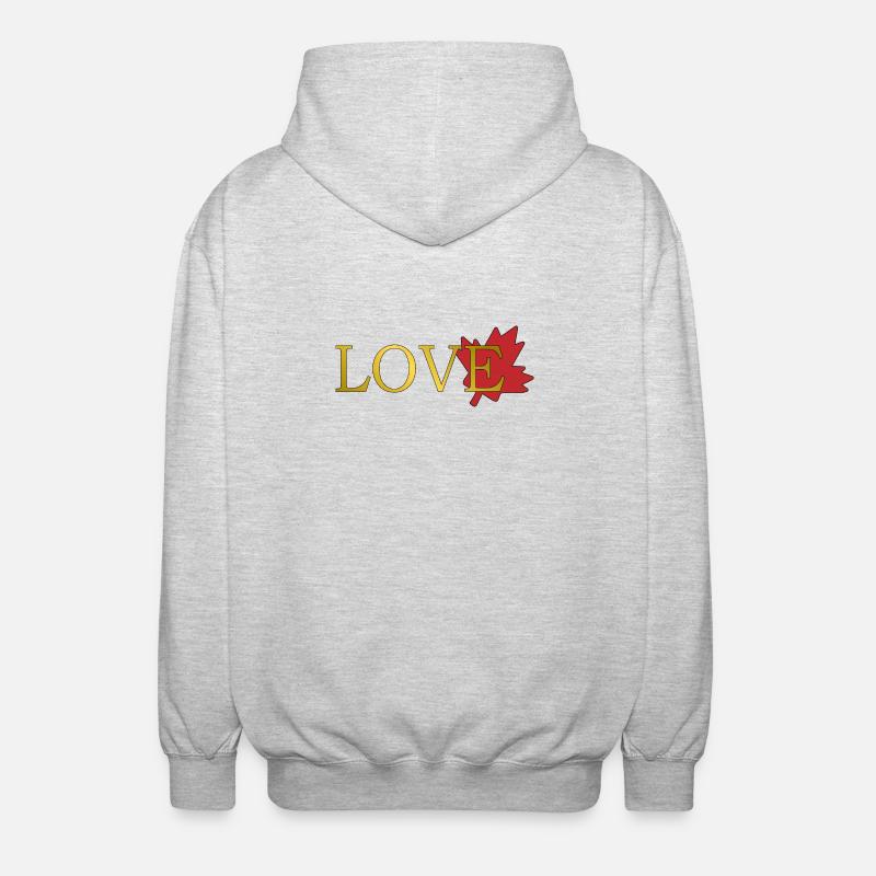 Love Maple Leaf of Canada - Unisex Hooded Jacket - light heather grey