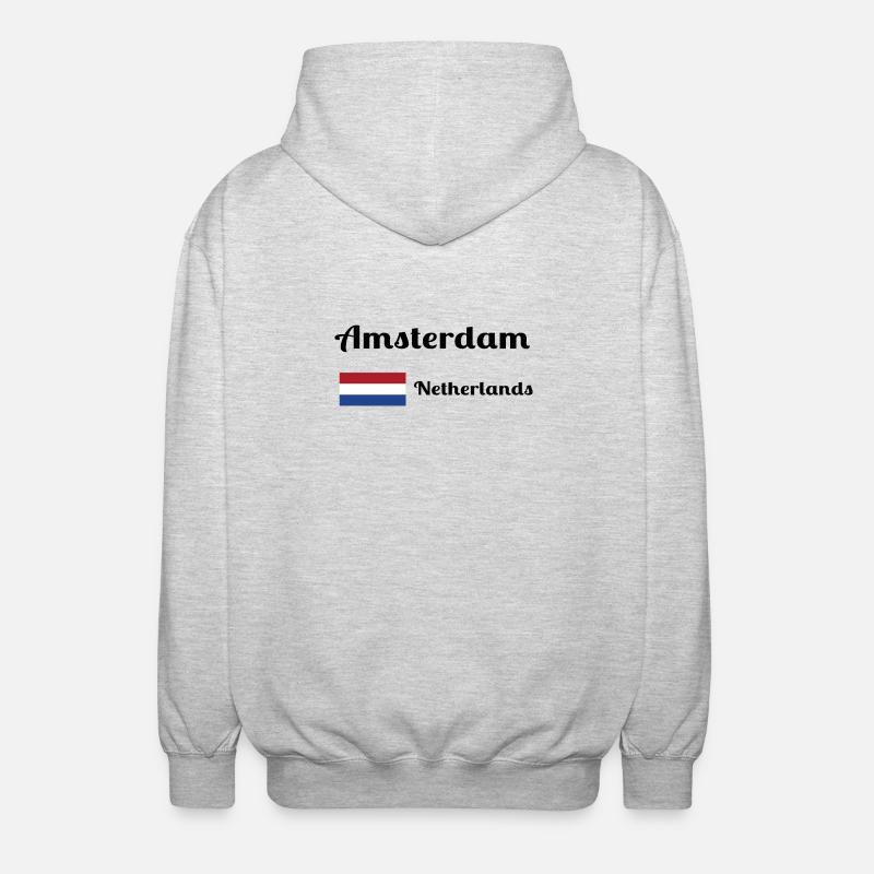 Amsterdam, Pays-Bas - Imprimés élégants - Veste à capuche unisexe - gris clair chiné