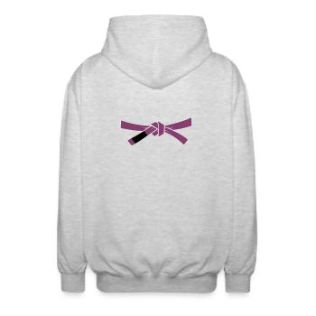 Ceinture violette - Ceinture violette - Veste à capuche unisexe - gris clair chiné - Dos - AI Model Male 185 light (185cm)