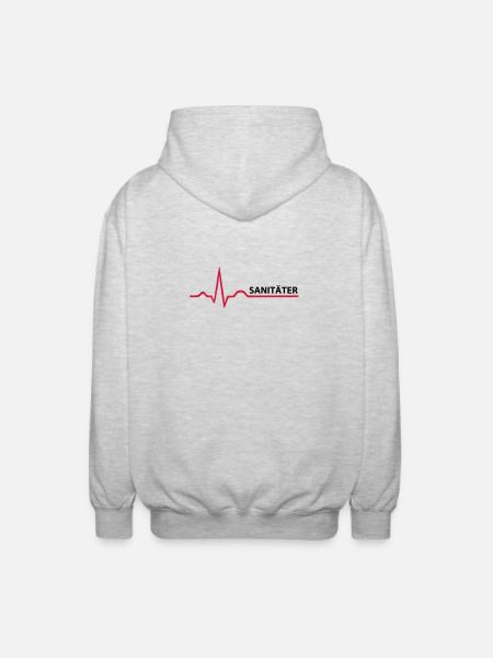 Sanitäter Schrifzug - Unisex Kapuzenjacke - Hellgrau meliert