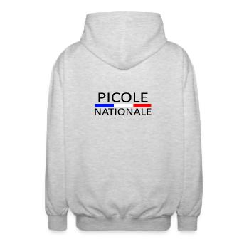 Picole nationale - Veste à capuche unisexe - gris clair chiné - Dos - AI Model Male 185 light (185cm)