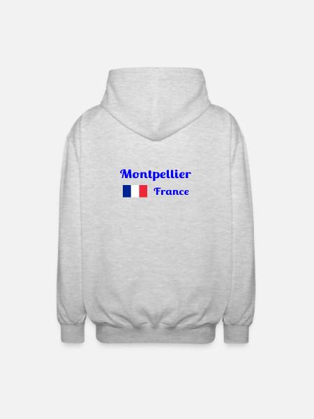 Montpellier, France- Stylish prints - Unisex Hooded Jacket - light heather grey