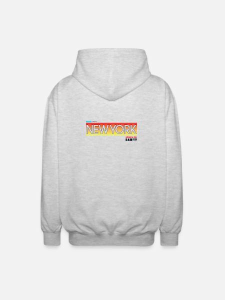 Neon Skyline de New York - Veste à capuche unisexe - gris clair chiné