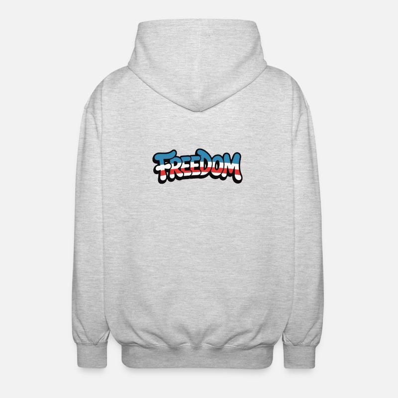 Freedom Typografie Statement Design - Unisex Kapuzenjacke - Hellgrau meliert