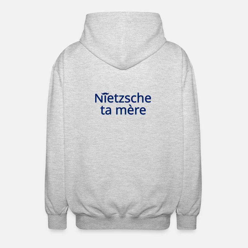 Nietzsche ta mère Bleu - Veste à capuche unisexe - gris clair chiné