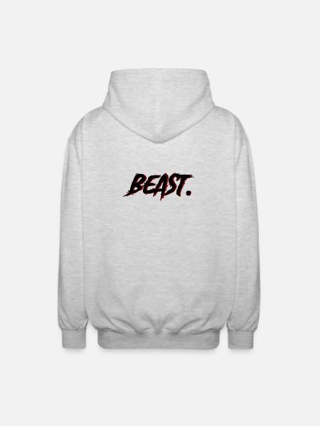 Beast Brushstroke Red on Black - Unisex Hooded Jacket - light heather grey