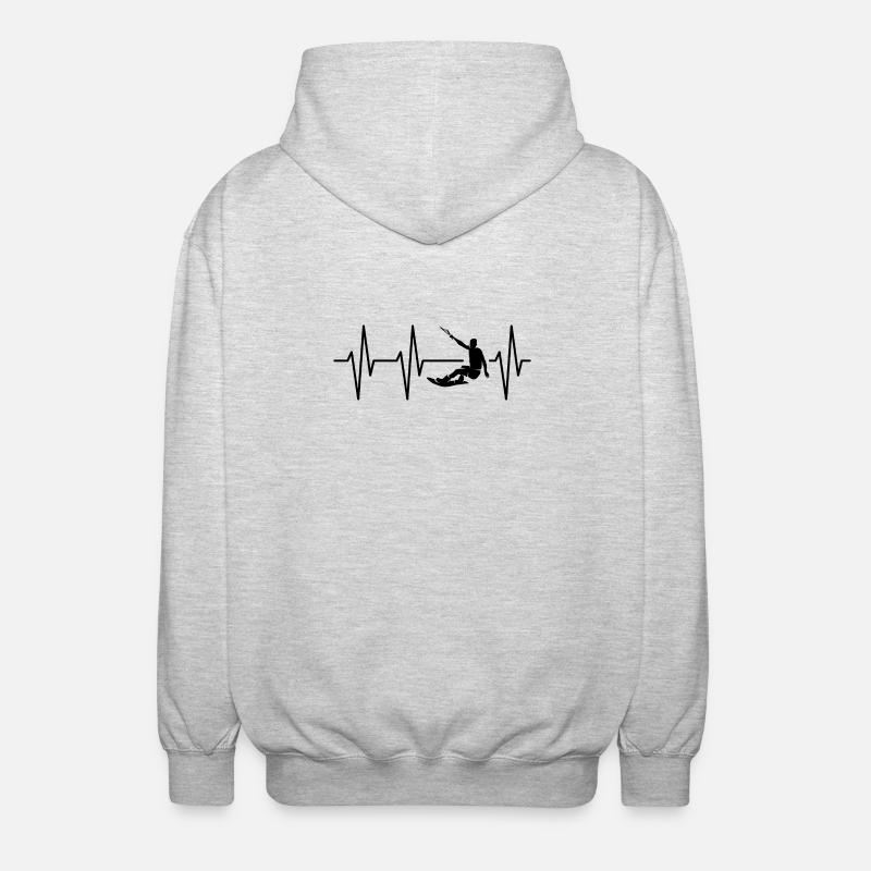 wakeboarder kitesurfer heartbeat pulse icon - Unisex Hooded Jacket - light heather grey