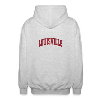 Louisville Varsity Arch - Unisex Kapuzenjacke - Hellgrau meliert - Hinten - AI Model Male 185 light (185cm)