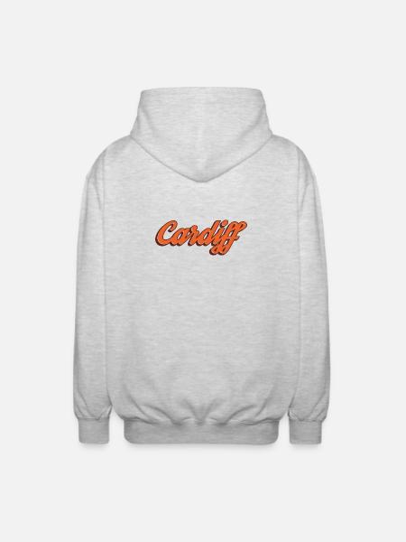 Cardiff Script Orange - Unisex Kapuzenjacke - Hellgrau meliert