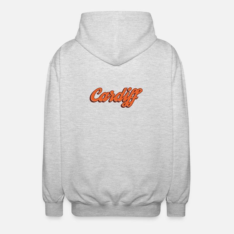 Cardiff Script Orange - Unisex Kapuzenjacke - Hellgrau meliert