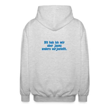 Berliner Icke Spruch - Unisex Kapuzenjacke - Hellgrau meliert - Hinten - AI Model Male 185 light (185cm)