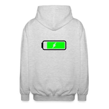 Battery charging - Unisex Hooded Jacket - light heather grey - Back - AI Model Male 185 light (185cm)
