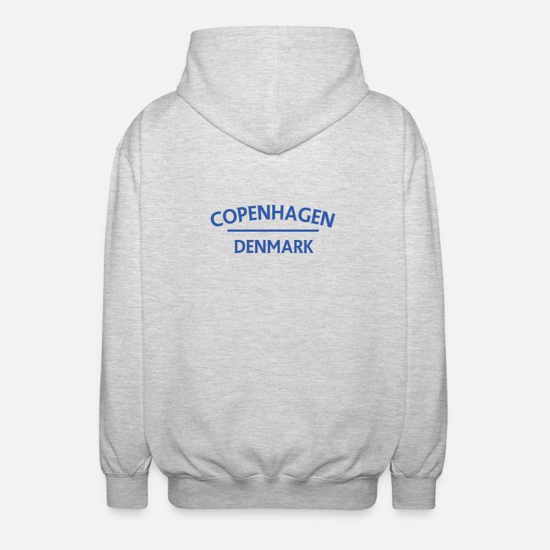 Copenhague – Danemark Textdesign - Veste à capuche unisexe - gris clair chiné