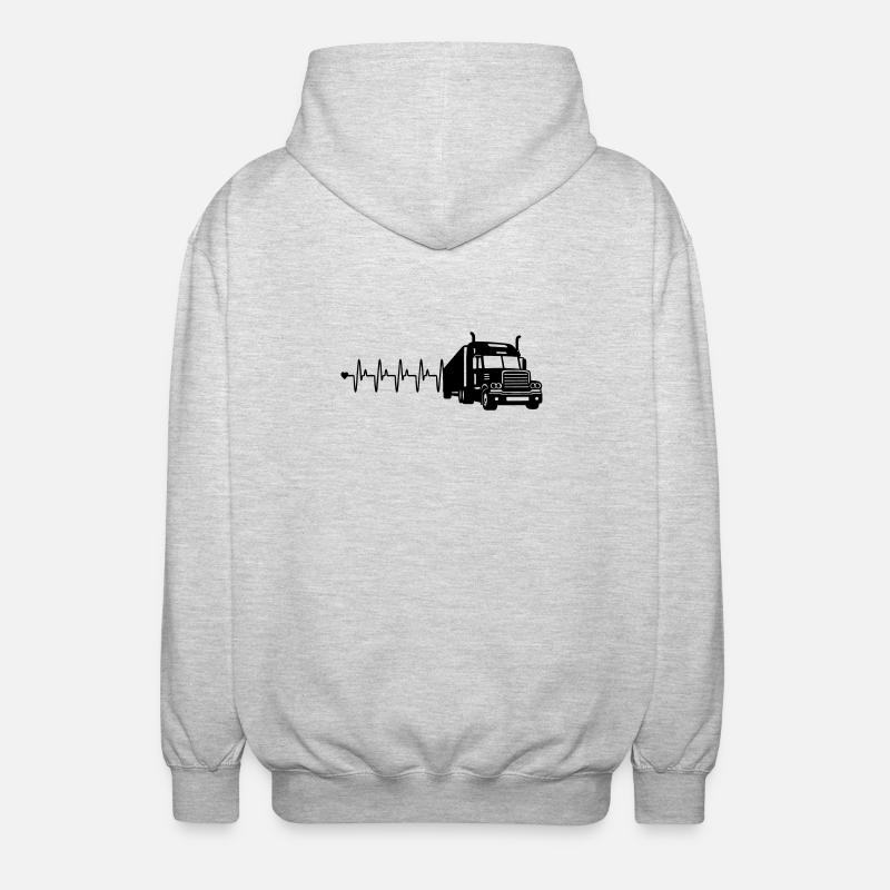 Lkw herzfrequenz - Unisex Kapuzenjacke - Hellgrau meliert