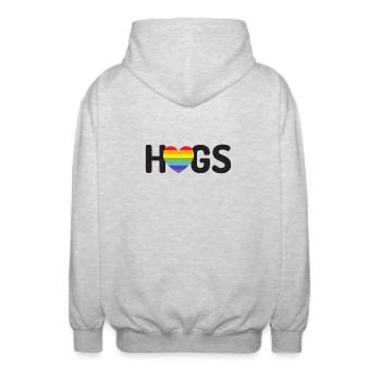 LGBT Hugs - Unisex Hooded Jacket - light heather grey - Back - AI Model Male 185 light (185cm)