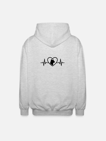 Cat Cat Heart - Unisex Hooded Jacket - light heather grey