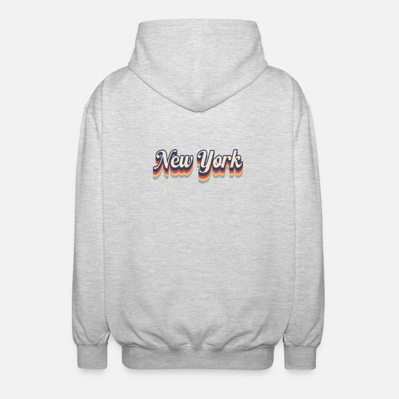 New York Retro Regenbogen - Unisex Kapuzenjacke - Hellgrau meliert