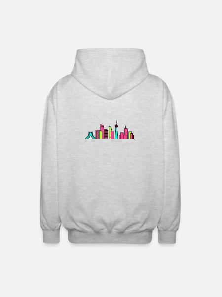 Teheraner Stadtsilhouette Azadi-Turm Moderne Kunst - Unisex Kapuzenjacke - Hellgrau meliert
