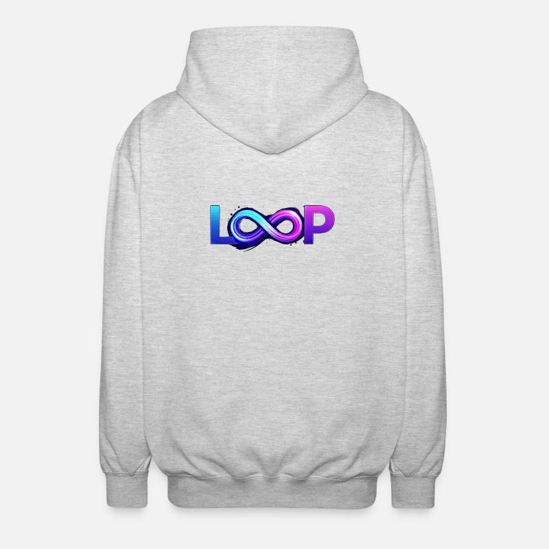 Neon Loop Unendlichkeit - Unisex Kapuzenjacke - Hellgrau meliert