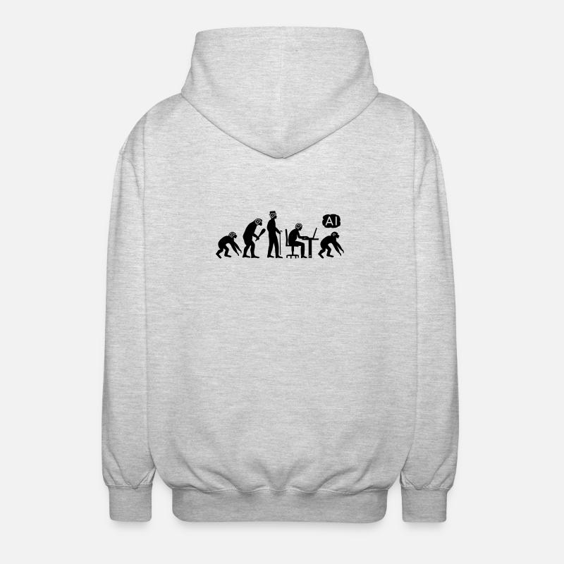 AI-volution - Unisex Hooded Jacket - light heather grey