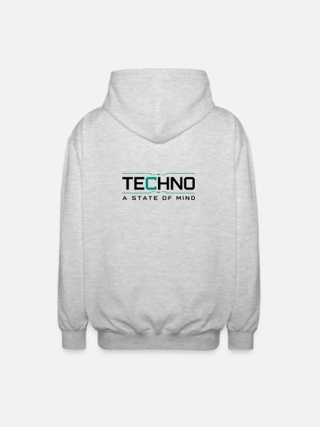 Techno - A State of Mind - Unisex Hooded Jacket - light heather grey
