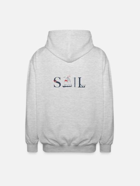 SAIL – Conception typographique maritime - Veste à capuche unisexe - gris clair chiné