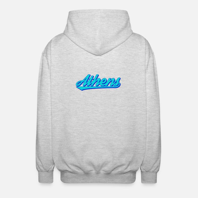 Athens Retro Script - Unisex Hooded Jacket - light heather grey