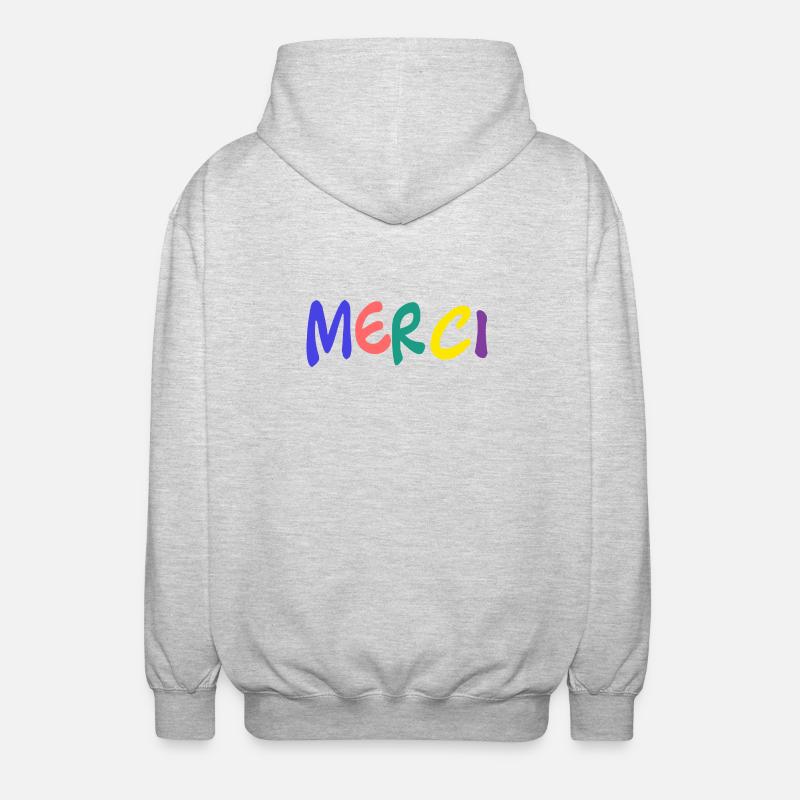 MERCI. MAÎTRESSE. MAÎTRE. MERCI MAÎTRESSE - Veste à capuche unisexe - gris clair chiné