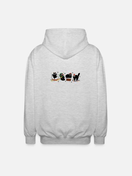 Kawaii Katzen Weihnachtsparade, Kätzchen - Unisex Kapuzenjacke - Hellgrau meliert