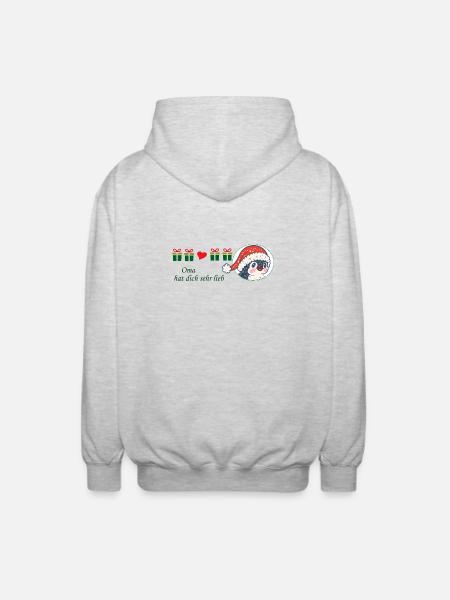 Grandma loves you very much Christmas - Unisex Hooded Jacket - light heather grey