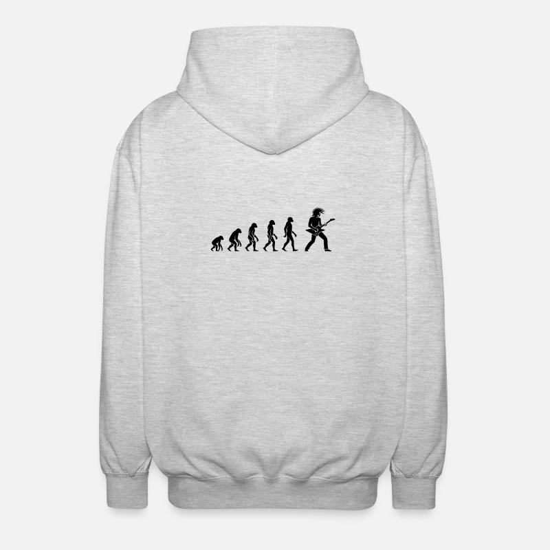 Evolution Rock 'n' Roll Guitarist Design - Unisex Hooded Jacket - light heather grey