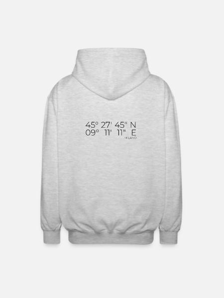 coordinates Milano, Italy - Unisex Hooded Jacket - light heather grey