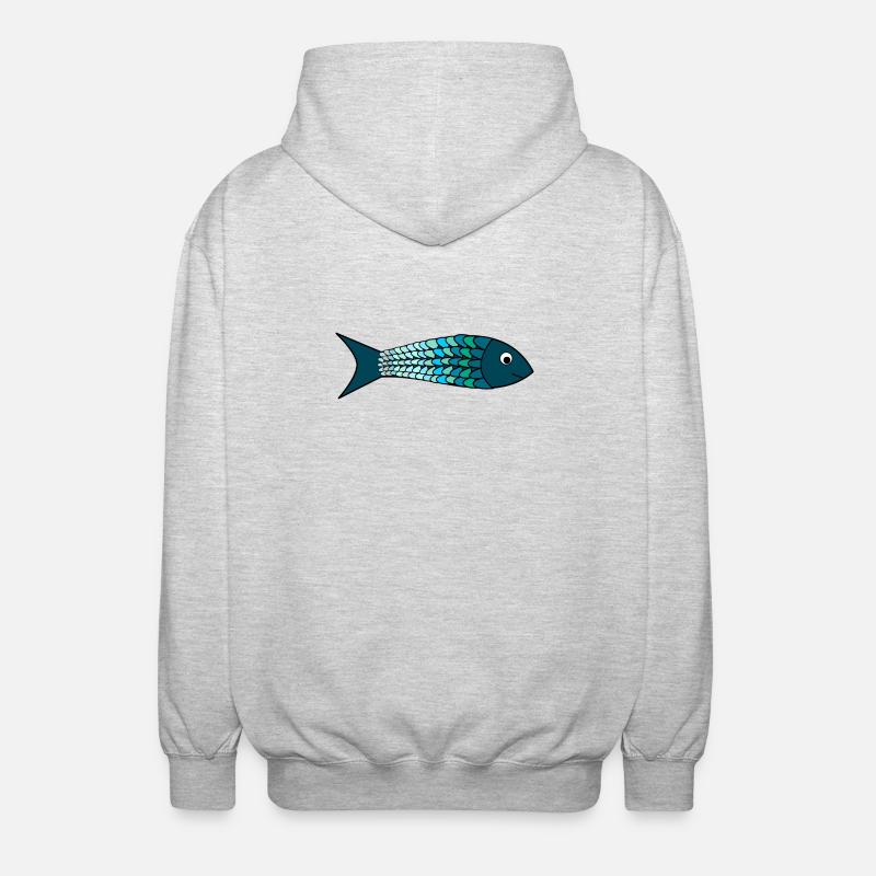 PÂQUES.POISSON. POISSON D'AVRIL. VACANCES. ETE - Veste à capuche unisexe - gris clair chiné