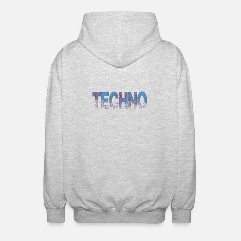 Techno Distressed Text Art - Unisex Hooded Jacket - light heather grey