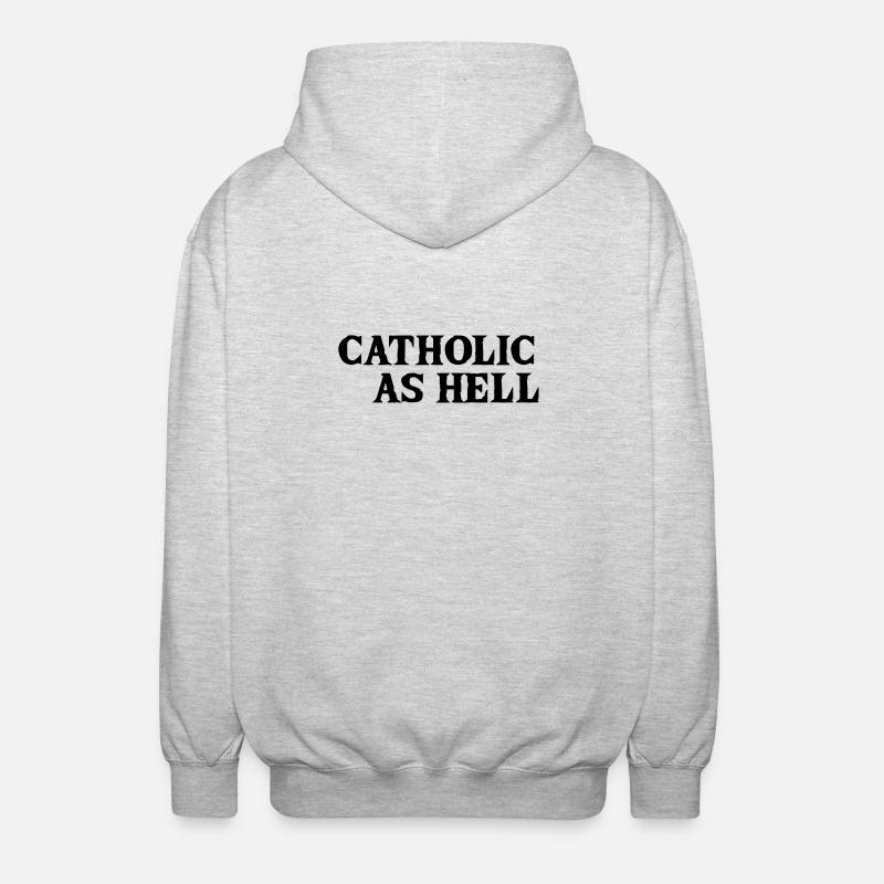 catholic as hell - Unisex Kapuzenjacke - Hellgrau meliert