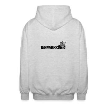 Parking king - Unisex Hooded Jacket - light heather grey - Back - AI Model Male 185 light (185cm)