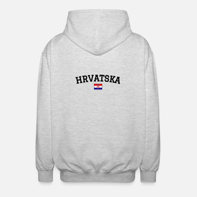 Drapeau Croatie Noir - Veste à capuche unisexe - gris clair chiné
