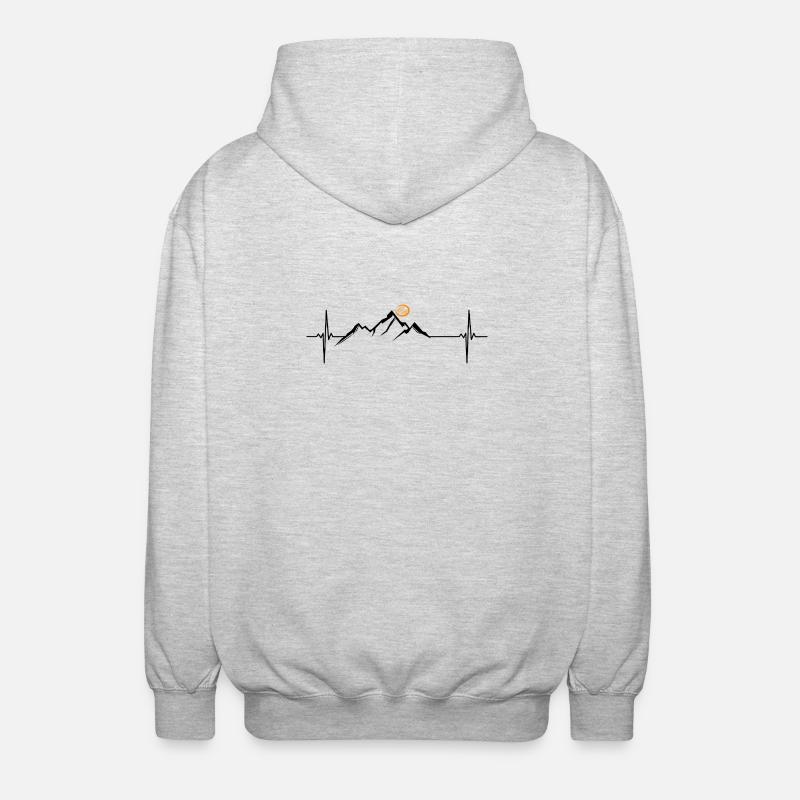 Mountains Mountain Heartbeat Gift Nature Conservation - Unisex Hooded Jacket - light heather grey