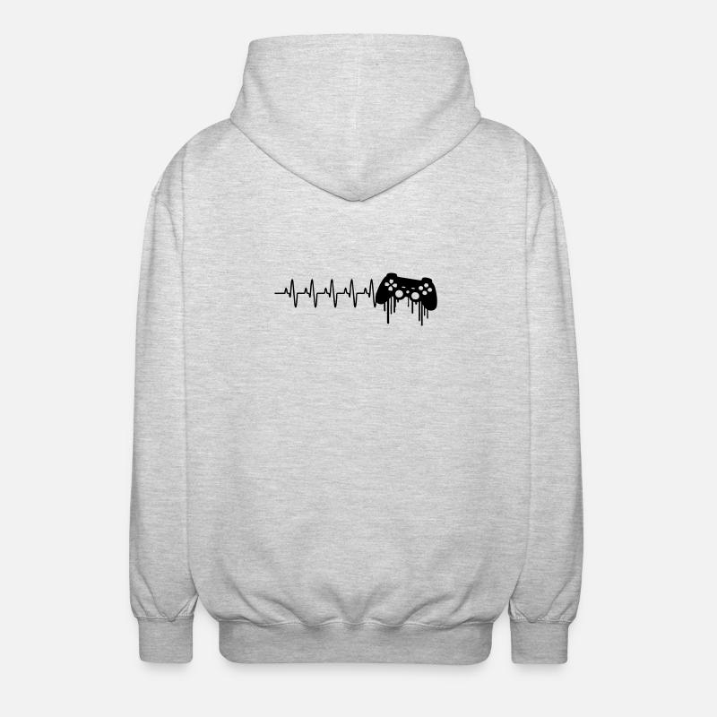 Heartbeat gaming controller - Unisex Hooded Jacket - light heather grey