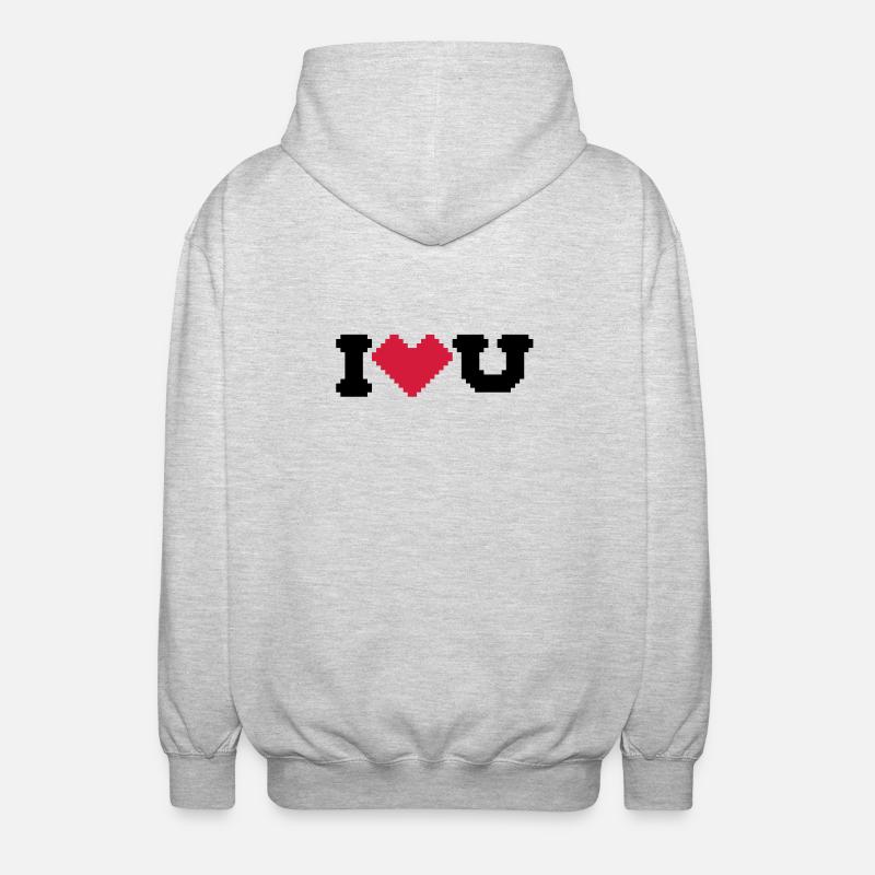 i love u - Unisex Kapuzenjacke - Hellgrau meliert