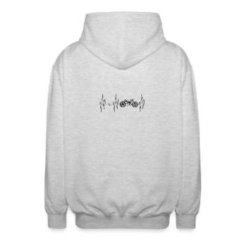 Caferacer Herzschlag Motorrad Puls Illustration - Unisex Kapuzenjacke - Hellgrau meliert - Hinten - AI Model Male 185 light (185cm)