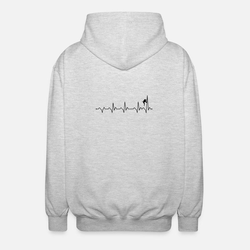 Klettern mit Herzschlag - Unisex Kapuzenjacke - Hellgrau meliert
