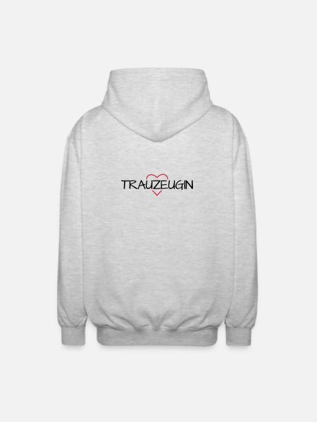 Trauzeugin Herz Junggesellinnenabschied - Unisex Kapuzenjacke - Hellgrau meliert