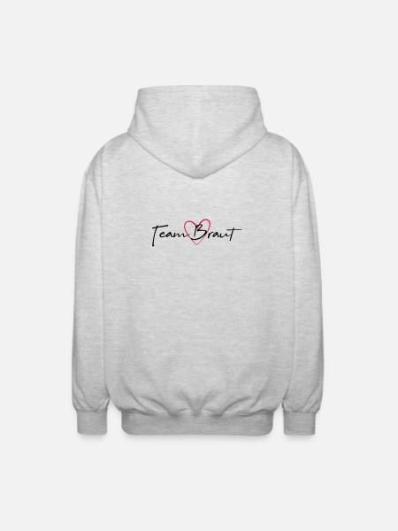 Team Bride Heart Hen Party - Unisex Hooded Jacket - light heather grey