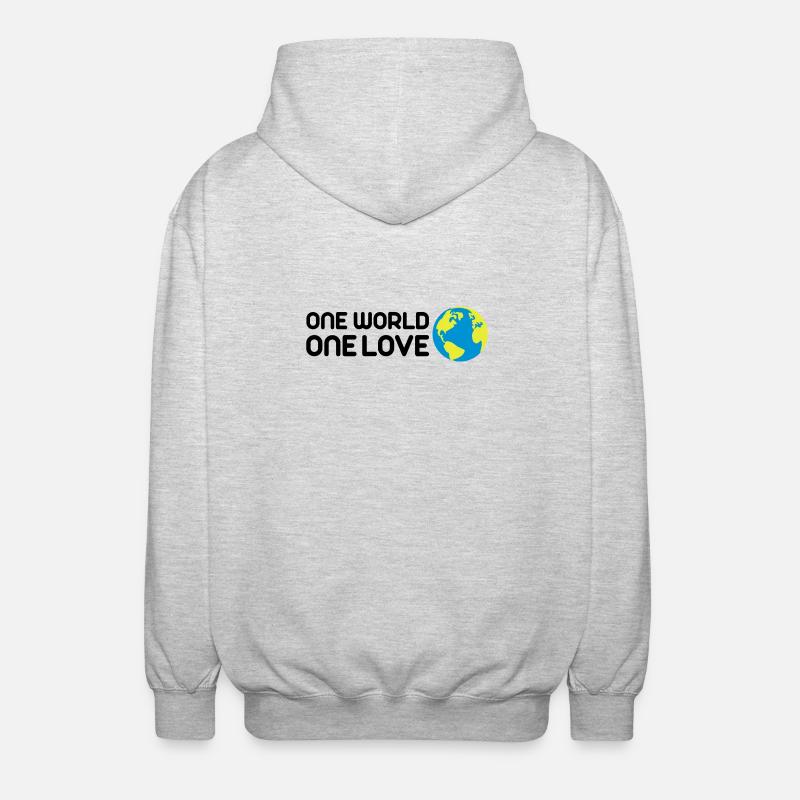 One World One Love - Unisex Kapuzenjacke - Hellgrau meliert