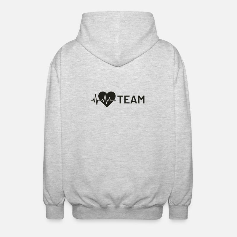Herz-Wellensymbol mit Teamtext - Unisex Kapuzenjacke - Hellgrau meliert