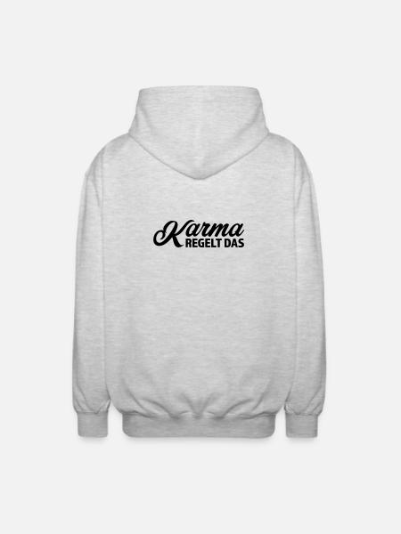 Karma regelt das Spruch T-Shirt - Unisex Kapuzenjacke - Hellgrau meliert