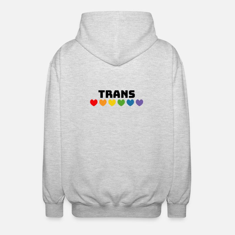 Cœur arc-en-ciel trans noir - Veste à capuche unisexe - gris clair chiné