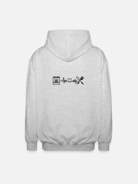 Cardio Herzfrequenz Küchenofen - Unisex Kapuzenjacke - Hellgrau meliert